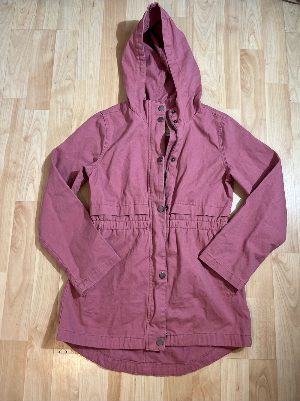 C&C California Girls 10 Dusty Pink Canvas Utility Jacket Hooded High Low